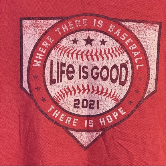 Life is Good Red Men's Baseball T-Shirt Size L - Picture 4 of 5